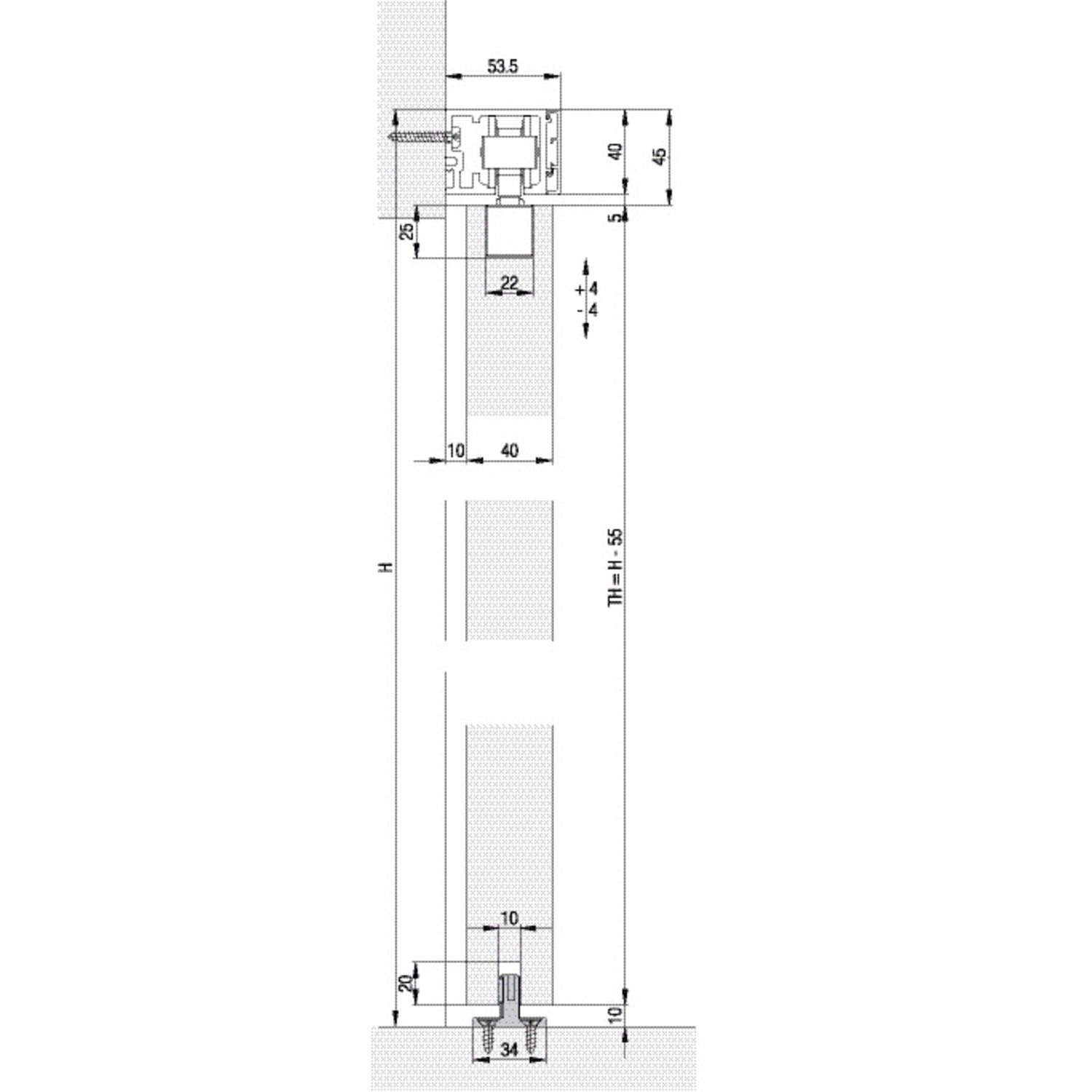Riel con clip para montaje en pared o techo Para Hawa Junior 80 B y 100 B