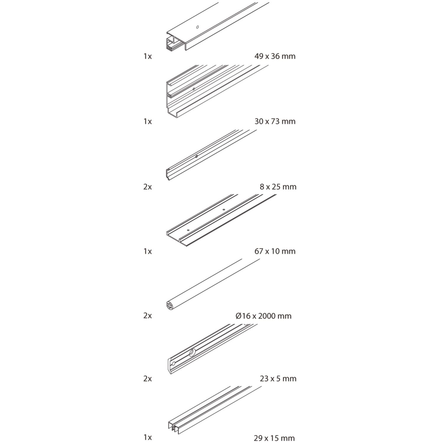 Juego de raíles Hawa Frontino 40 H FS